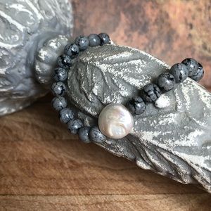 COPY - Snowflake Obsidian Baroque Pearl Bracelet